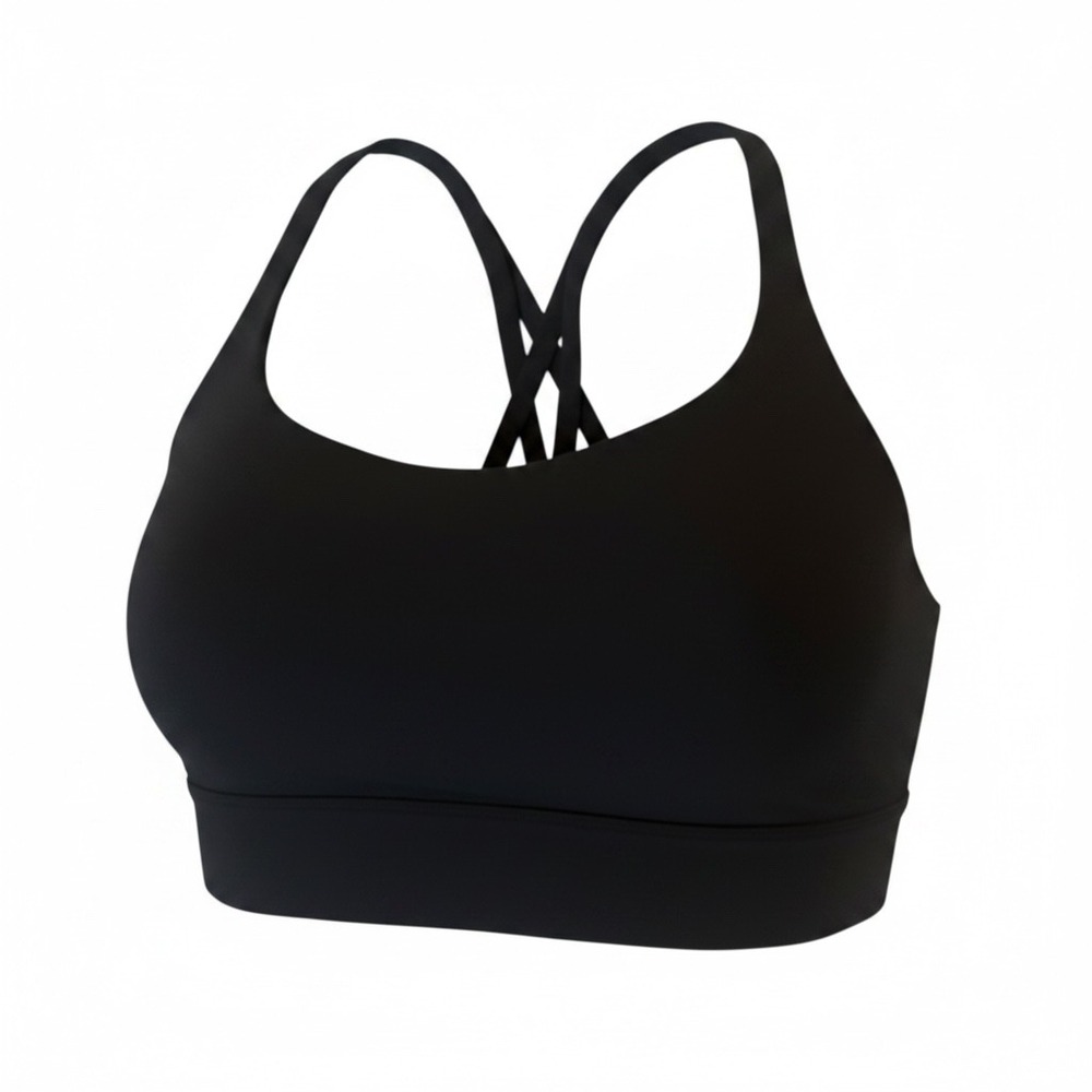 Lululemon Energy Bra Black Strappy Crisscross Back Medium Support Sports Bra
